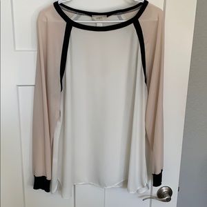 Ann Taylor Loft Pale Pink, Cream Long Sleeve